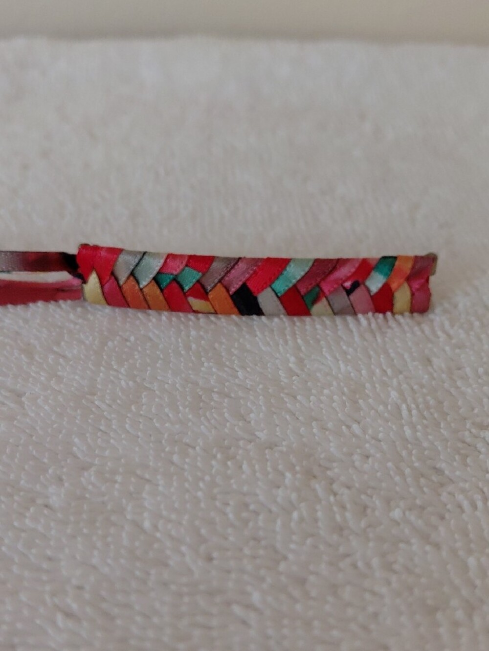 Colorful Woven Ribbon Barette - Red & Multicolor - Picture 2 of 4